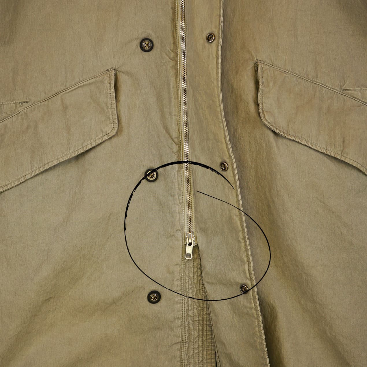 Example 4: C.P. Company parka after central zip replacement.